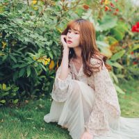 2017新款瞌睡兔仙到窒息韩版长袖修身学生雪纺衫女2017春季新款碎花上衣