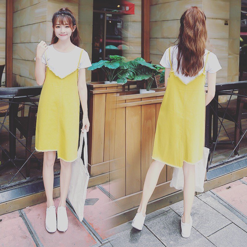 2017新款夏季牛仔背带裙韩版2017新款减龄宽松吊带裙中长款女装学生连衣裙