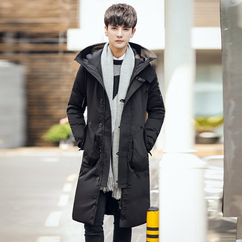 2017羽绒服男中长款反季加厚冬季青年学生连帽过膝男装