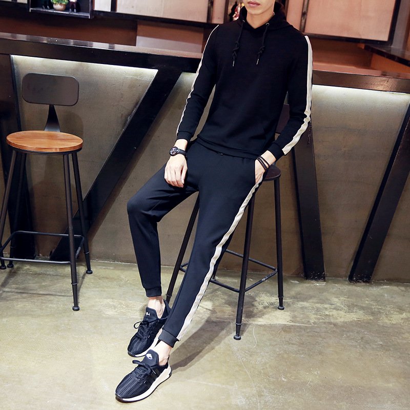 连帽卫衣男士套装秋季2017新款韩版潮流学生帅气休闲运动男装两件