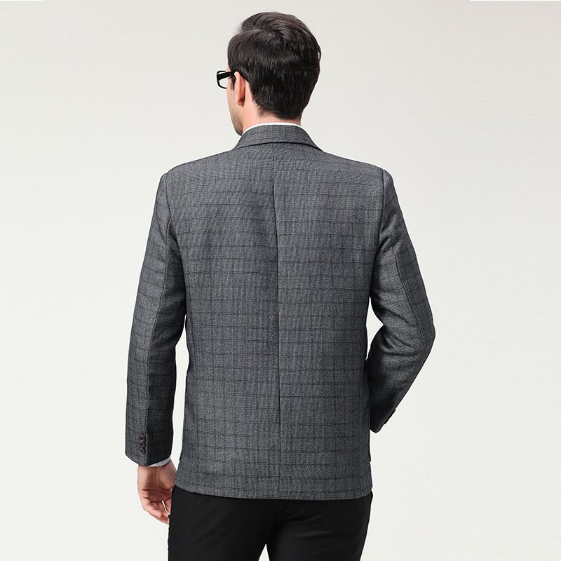 2016新款中年男士西装宽松大码休闲西服外套爸爸装时尚中老年男装