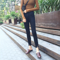 2017新款2017春装韩版高腰弹力休闲九分裤牛仔裤女修身显瘦小脚铅笔裤学生