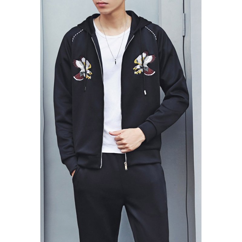 男装秋季休闲运动一套装男韩版潮流连帽卫衣外套男学生两件套衣服