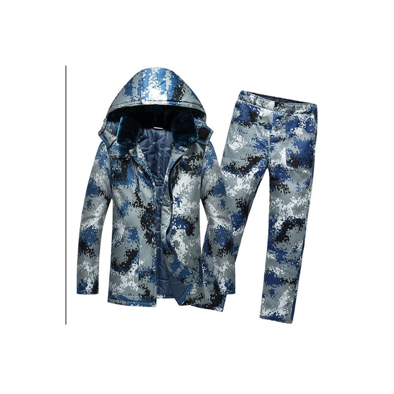 冬季防寒服迷彩大衣套装男款加厚保暖军大衣迷彩服棉袄