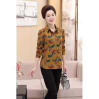 中老年女装2017新款雪纺衬衫女长袖上衣中年妈妈衬衣T恤