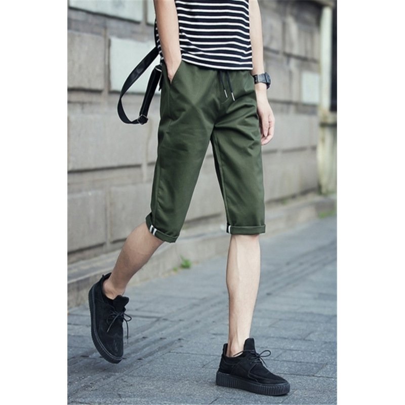 2017男装大码裤子短裤男夏季修身夏天中裤青年五分裤哈伦裤七分裤