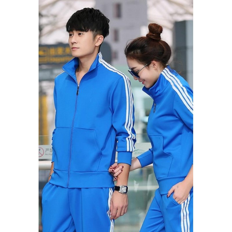 2017年春秋季情侣运动套装男春男士跑步运动服女休闲长袖套装