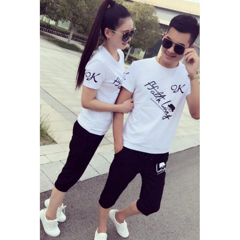 夏季短裤男韩版修身运动七分裤潮流薄款五分束脚休闲裤子二件套装