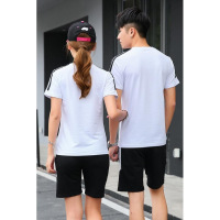 运动套装男夏季情侣短袖T恤男士跑步健身运动服女纯棉休闲两件套