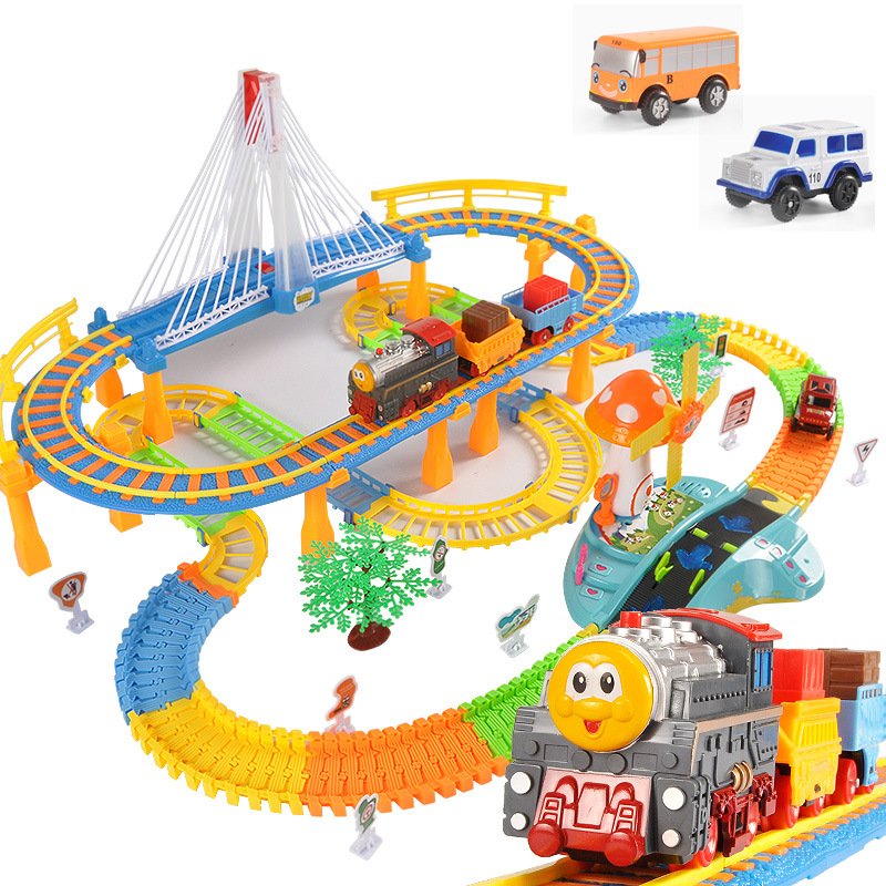 儿童拖马斯小火车轨道玩具套装托马斯电动充电小汽车轨道车男孩