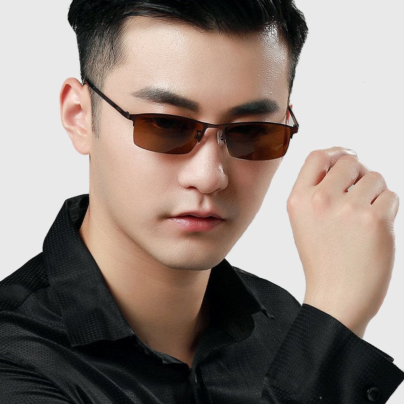 树脂偏光镜男士半框近视太阳眼镜司机驾驶镜防紫外线方形墨镜2065