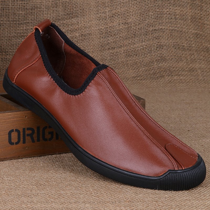 休闲皮鞋男软底头层牛皮男鞋透气单鞋韩版青年懒人鞋个性潮鞋