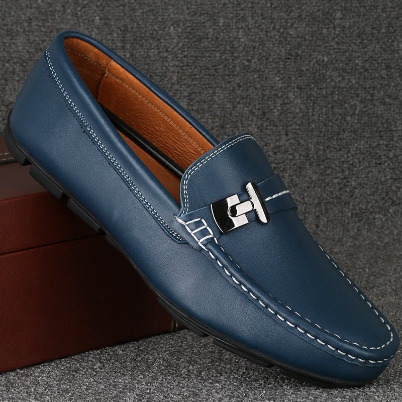 男士休闲皮鞋2017新款夏季韩版潮流软面皮男鞋透气懒人豆豆鞋