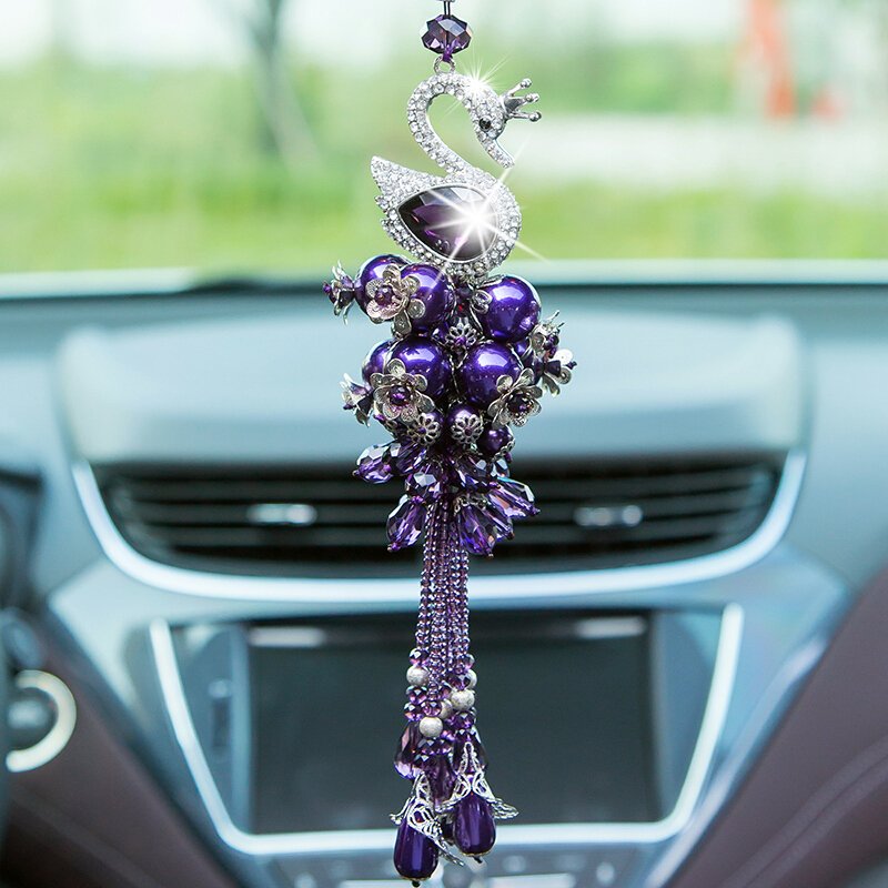 天鹅汽车挂饰创意水晶车内吊饰高档后视镜挂件女士保平安车载挂件吊坠七天无理由退货 品质保证