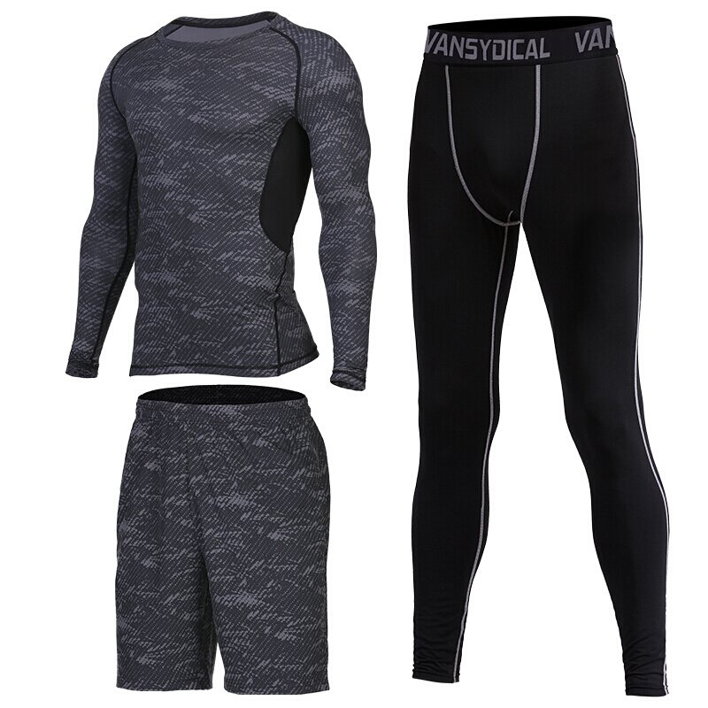 运动套装男夏季跑步篮球服紧身衣弹力速干透气训练服长袖健身服七天无理由退货 品质保证