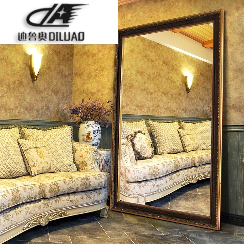 实木穿衣镜全身镜试衣镜欧式复古落地镜 壁挂服装店超大镜子