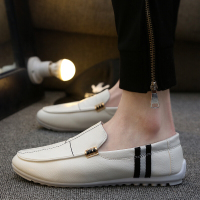 夏季休闲皮鞋男青少年dd豆豆鞋白色痘痘土韩版权志龙杨洋鹿晗李易峰同款鞋不系带懒人鞋子