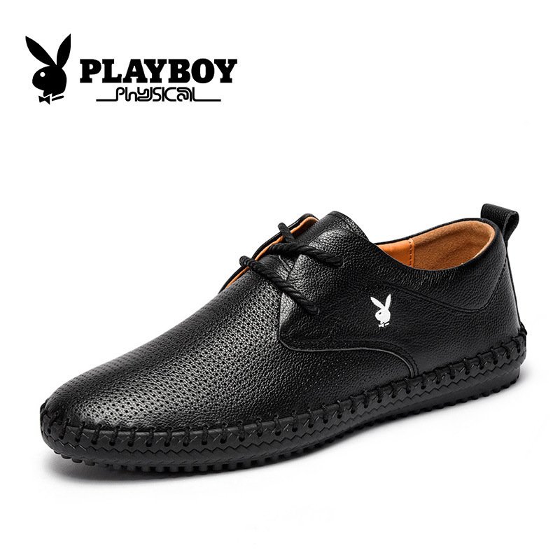 花花公子男鞋秋季商务皮鞋男士秋天真皮软面英伦系带休闲鞋子潮流