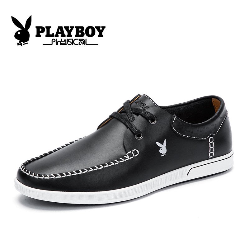 花花公子男鞋潮鞋2017春季新款英伦风休闲鞋男士软面真皮休闲皮鞋