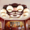 馨韵中式吸顶灯实木圆形LED客厅灯陶瓷餐厅个性卧室灯具饰