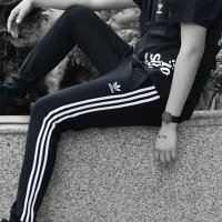 Adidas阿迪达斯三叶草男裤2018夏新款休闲运动裤收口小脚长裤DF黑色AJ6960