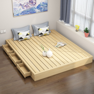 木床板1.8米双人1.5阿斯卡利床架榻榻米排骨架木床地台床硬板床垫