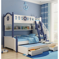 高低床儿童双层床成年小户型子母床交错式阿斯卡利两层多功能蓝色上下铺床