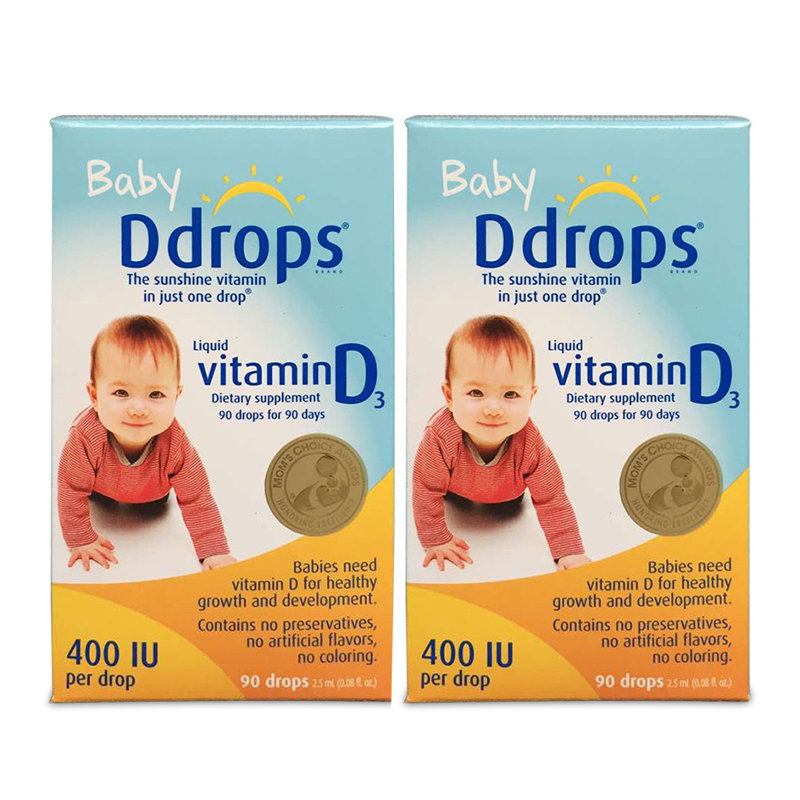 【保税】美国 Ddrops 宝宝补钙滴剂6个月以上宝宝 90滴/瓶 两盒装 （全球购）