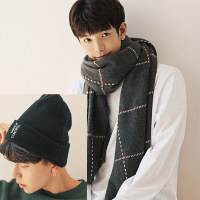 迪鲁奥(DILUAO)同款[品质保障]格子围巾男冬季生日韩版男士围巾2021新款百搭简围脖潮