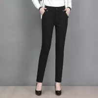 迪鲁奥(DILUAO)新款女装妈妈裤子春秋2021新款外穿松紧高腰中年女裤条纹薄款宽松休闲长裤