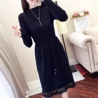 迪鲁奥(DILUAO)打底衫女长袖秋冬2021潮中长款时尚修身百搭针织纯色T恤上衣