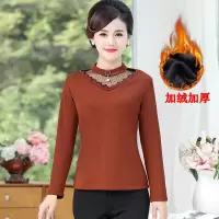 迪鲁奥(DILUAO)中年女装妈妈装加绒针织打底衫2021新款秋冬装中老年保暖上衣新款女装