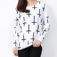 迪鲁奥(DILUAO)新款女装2021年新款秋装女装潮宽松型袖恤女中长款打底初秋上衣欧货大版