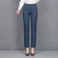 迪鲁奥(DILUAO)新款女装妈妈金属丝牛仔布裤春秋天丝裤黑色高腰中年女裤休闲显瘦长裤大码