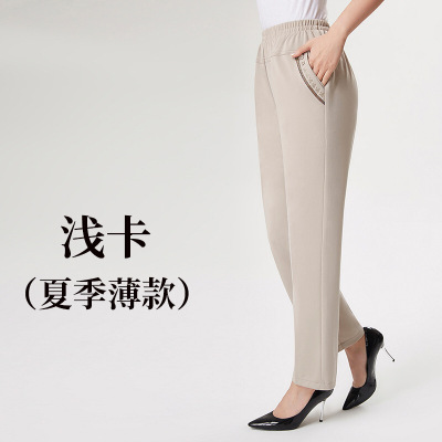 迪鲁奥(DILUAO)新款女装妈妈裤子春秋厚款外穿裤中老年女裤加绒加厚高腰常规休闲长裤