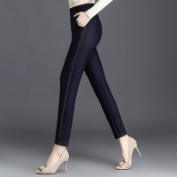 迪鲁奥(DILUAO)新款女装中老年常规款裤女50岁打底裤妈妈牛仔裤外穿高腰春秋弹力常规裤松紧腰新款女装