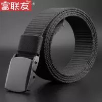 迪鲁奥(DILUAO)自动扣皮带男士帆布腰带休闲帆布皮带无铁户外尼龙YKK扣 黑色加长-130CM 均码