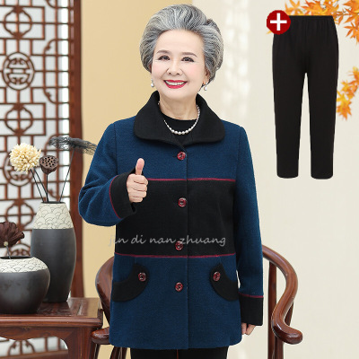 迪鲁奥(DILUAO)授权店铺2021年冬新款中老年人秋装女装外套妈妈装60老人衣服70岁宽松奶奶装