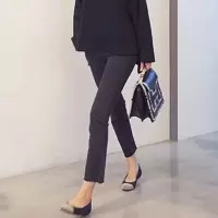 迪鲁奥（DILUAO)新款女装秋季2021新款涂层牛仔布裤女高腰韩版显瘦泫雅常规裤cec小个子裤
