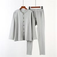 迪鲁奥(DILUAO)中老年人内衣男纯棉特大码系扣秋衣秋裤对襟开衫爸爸胖220斤套装