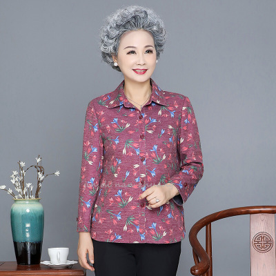 迪鲁奥(DILUAO)老年人秋装女奶奶装老太太上衣老人衣服春秋外套老年妈妈衬衣