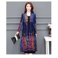 迪鲁奥(DILUAO)秋季新款加大码民族风开衫中过膝大花宽松外穿上衣妈妈装显瘦披风