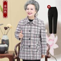 迪鲁奥(DILUAO)轻奢品质中老年女秋装格子开衫60岁70素雅奶奶装宽松老人衣服妈妈春80