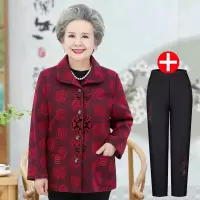 迪鲁奥(DILUAO)高档轻奢奶奶秋装中老年人女春秋款上衣60岁70妈妈装老人衣服太太唐装