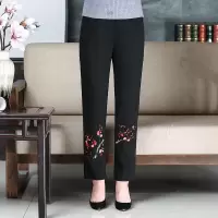 迪鲁奥(DILUAO)高档妈妈裤子外穿休闲长裤老人女常规中年松紧腰中老年裤春秋 黑色