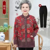 迪鲁奥(DILUAO)轻奢品质中老年人秋装女宽松型袖妈妈两件套奶奶衣服婆婆外衣2021新款洋气上衣