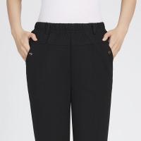 迪鲁奥(DILUAO)高档妈妈裤子秋季九分高腰弹力休闲松紧腰大码秋冬中老年女裤 628纯黑色