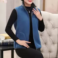 迪鲁奥(DILUAO)中老年马甲女春秋外穿抓绒外套上衣中年女装薄款保暖妈妈口袋