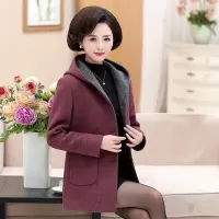 迪鲁奥（DILUAO)中老年人妈妈毛呢外套秋冬新款40岁50中年女装长款大码呢子上衣