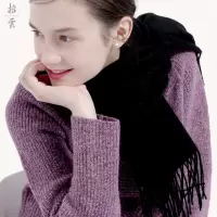 迪鲁奥(DILUAO)羊毛围巾女春秋冬季加厚保暖围脖 纯色韩版百搭小披肩学生